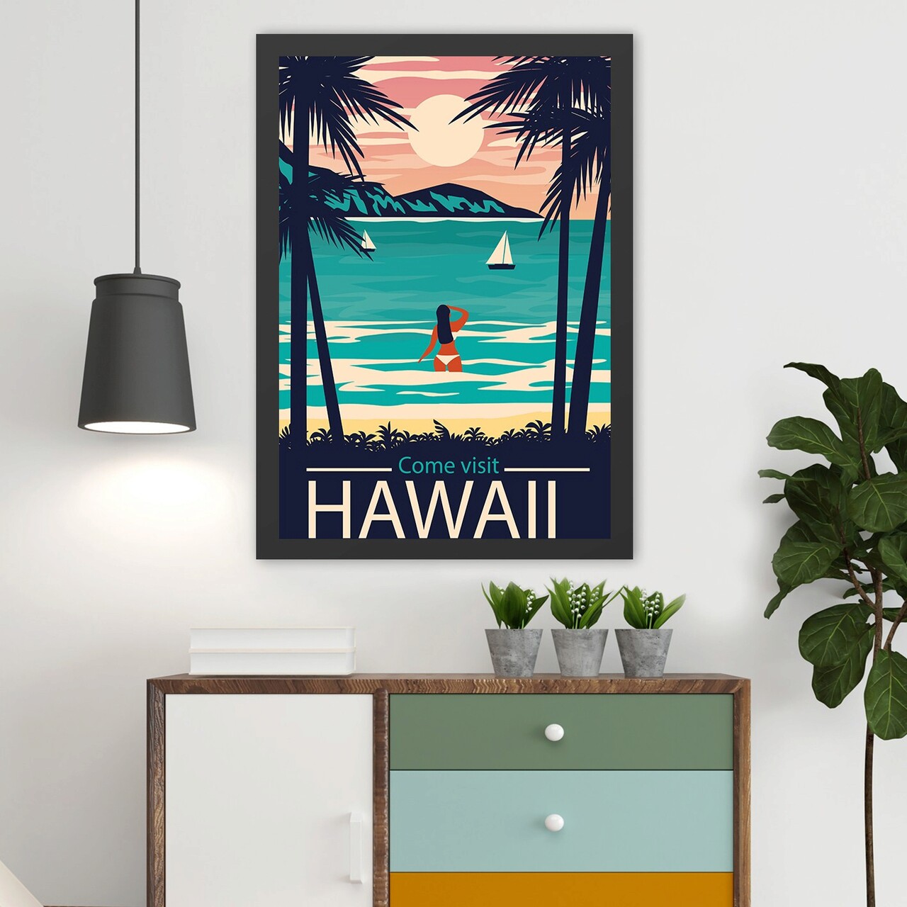 Tablou decorativ, Hawaii 2 (40 x 55), Polistiren, Multicolor - imagine 3